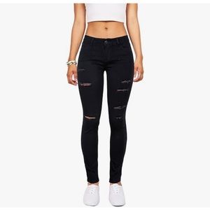 Wax Jean Los Angeles Size 5 27 Black Skinny Distressed Denim Jeggings Jeans